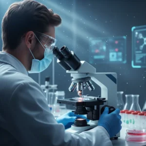 بررسی کیت آزمایشگاهی زیر میکروسکوپ