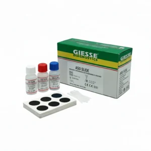 بسته‌بندی و محتویات کیت ASO SLIDE شامل معرف‌های لاتکس و کنترل‌ها