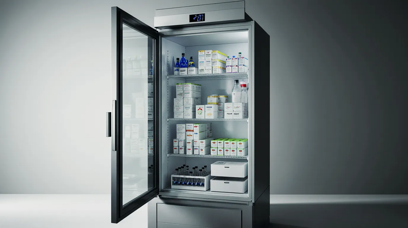 داخل یخچال آزمایشگاهی استاندارد با دمای کنترل شده برای نگهداری کیتهای تشخیصی IVD و نمونهها